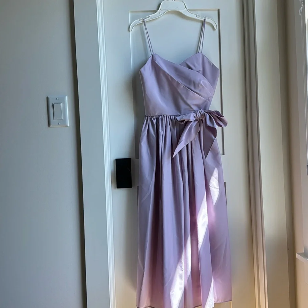 Lilac dress sz3. Vintage T-length dress made of taffeta poly blend.. - Picture 5 of 11